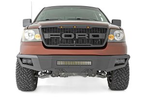Ford F-150 Front Bumper - Rough Country - LED Bumper with LED Cubes and Light Bar - Flat Black - '04-'08